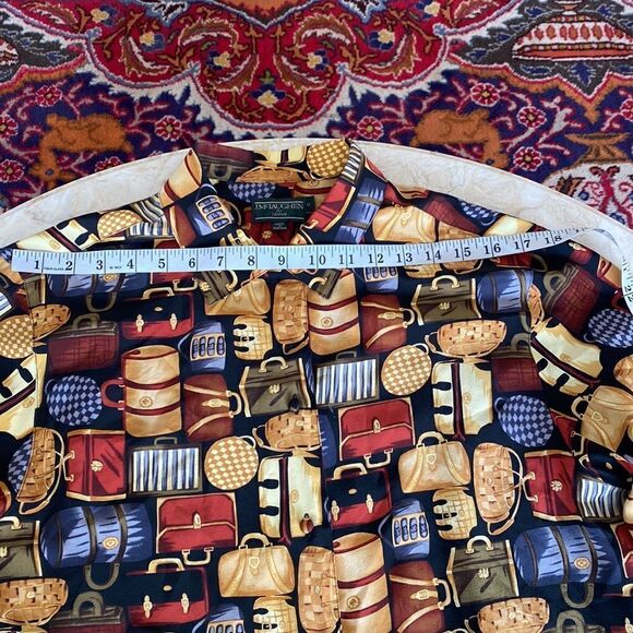 100% Silk J. McLaughlin Vintage Printed Button Down Shirt - Picture 12 of 15